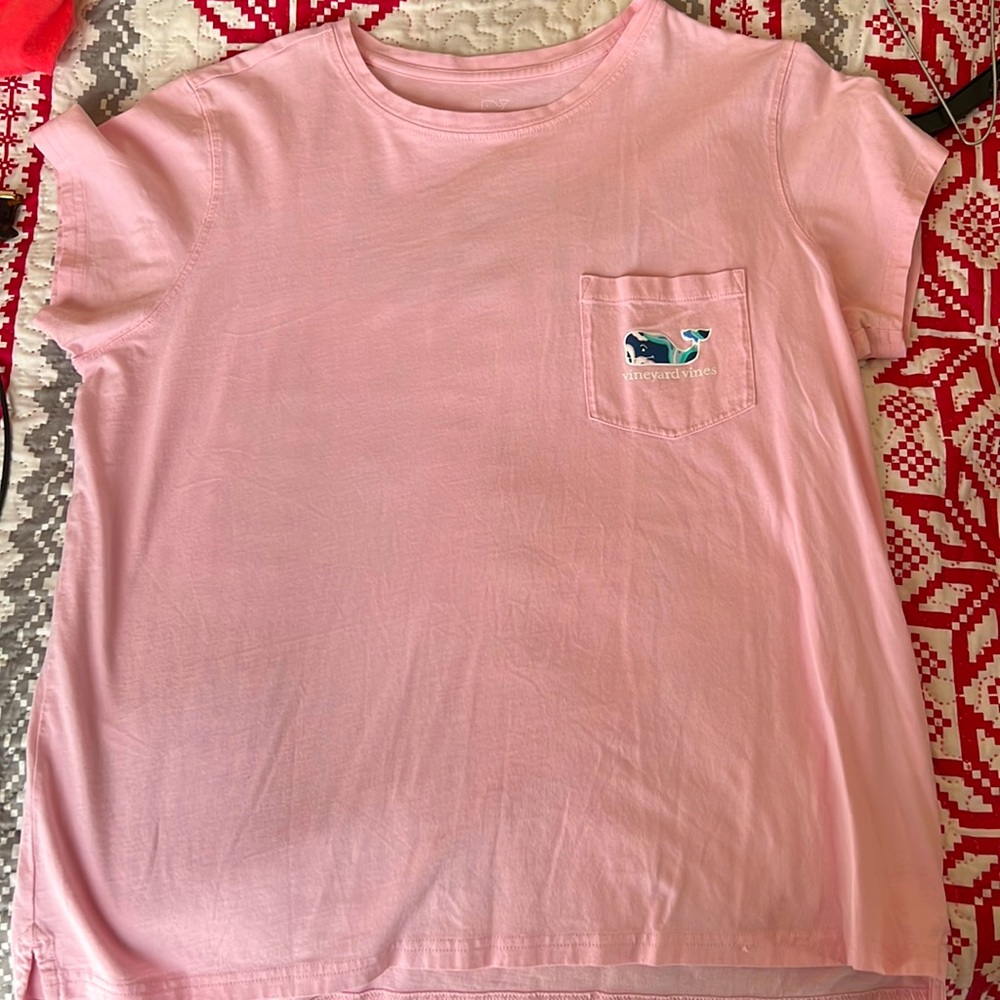 Pink vineyard vines pocket tee